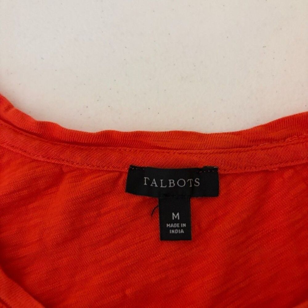 Talbots Dress Women's Medium Tie Ruched Short Sleeve Casual T-Shirt Orange - Picture 6 of 8
